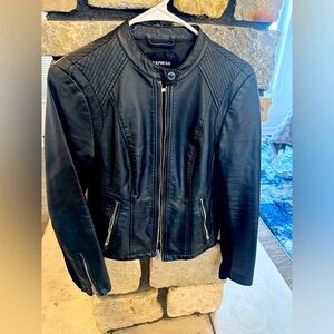 Black (minus the leather) jacket by Express